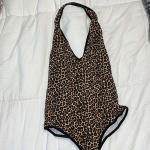 American Apparel Halter Body Suit in Cheetah print